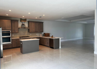 Townhome Island, Hood and Breakfast Bar. Tray Ceiling in Dining and Living Room